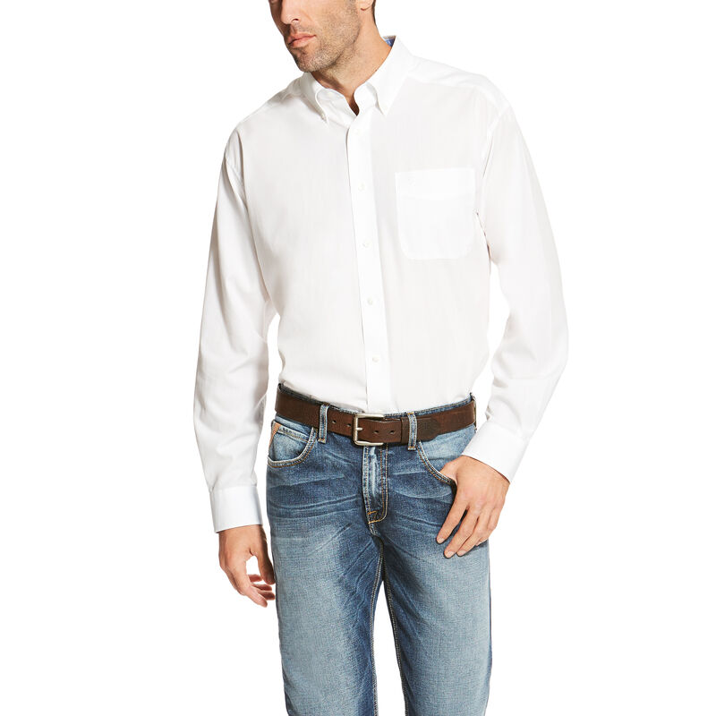 Camisas Ariat Wrinkle Free Solid Blancas Hombre - Chile 946-DRWFEP